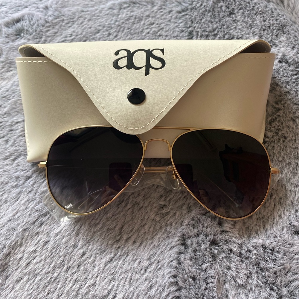 NWT  AQS Mason 58mm Aviator Sunglasses black color/ 100% authentic - Picture 3 of 11